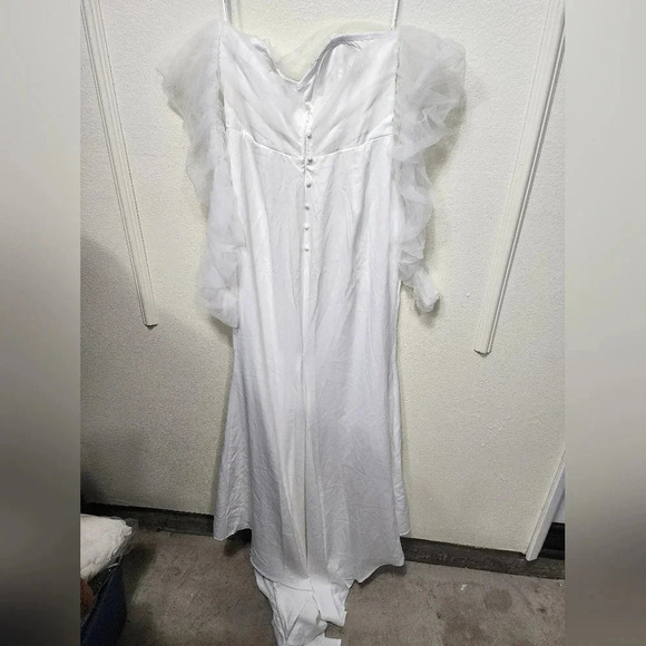 Lulu's Eternal Bliss White Tulle Off-the-Shoulder Bustier Maxi Dress XL Bridal - Picture 11 of 12